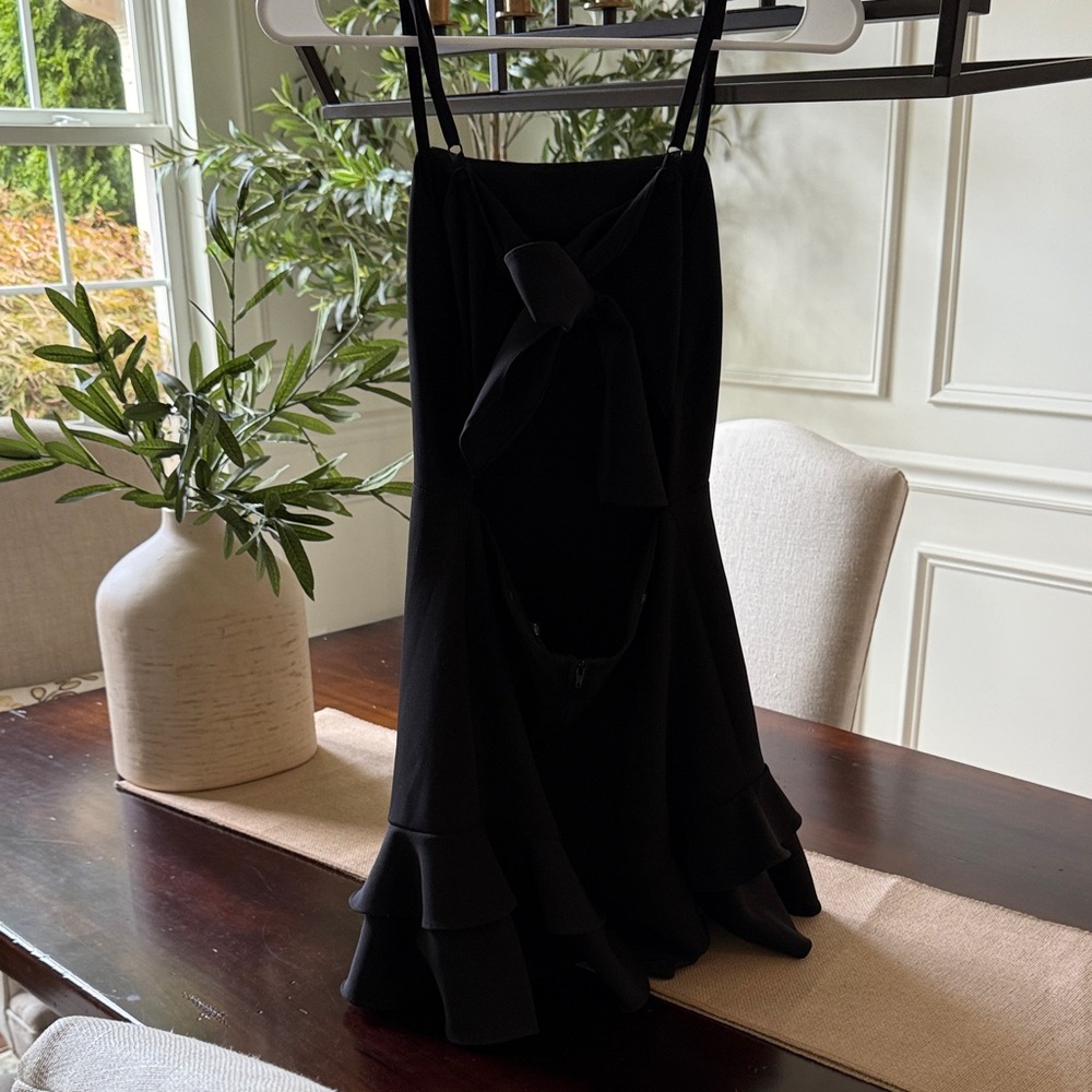 Chic Black Ruffle Hem Mini Dress - Picture 3 of 3